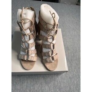 Marc Fisher Women's 'PARADOX' Light Natural Suede Lace-Up Sandals Size 7,5 M New